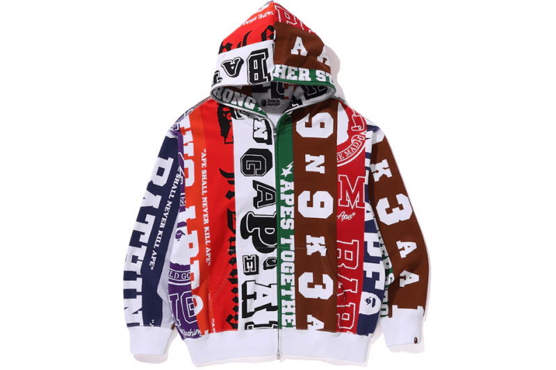 BAPE Fans Scarf Full Zip Hoodie Multicolor