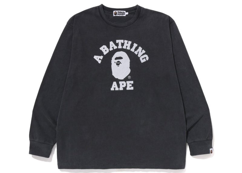 BAPE Overdye College Relaxed Fit L S Tee Black