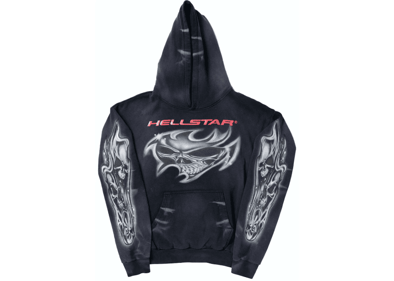 Hellstar Airbrushed Skull Hoodie Black 1