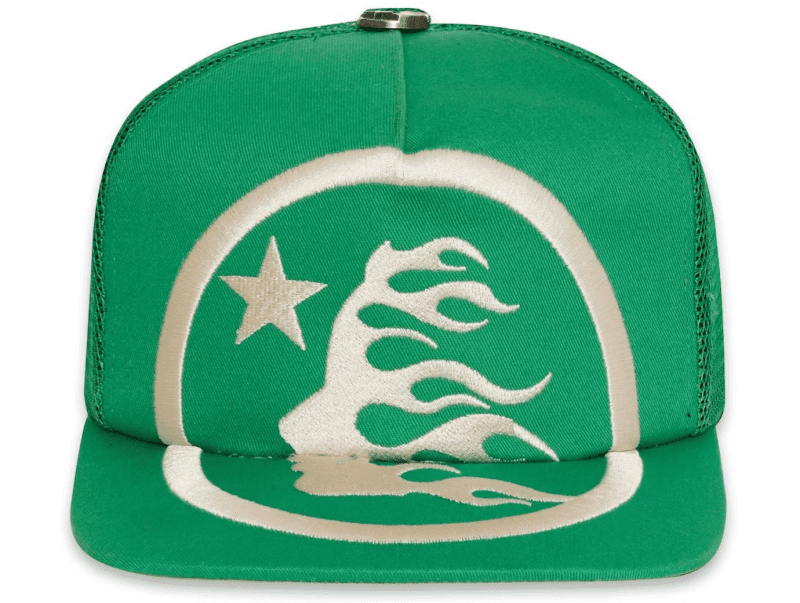 Hellstar Big Logo Trucker Snapback Hat Green