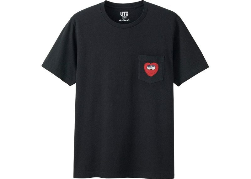 KAWS x Uniqlo Heart Pocket Tee US Sizing Black