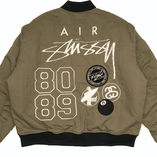 Stussy x Nike Reversible Varsity Jacket Medium Olive Bright Mandarin 2 Product