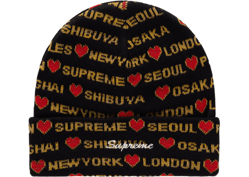 Supreme Hearts Beanie Black