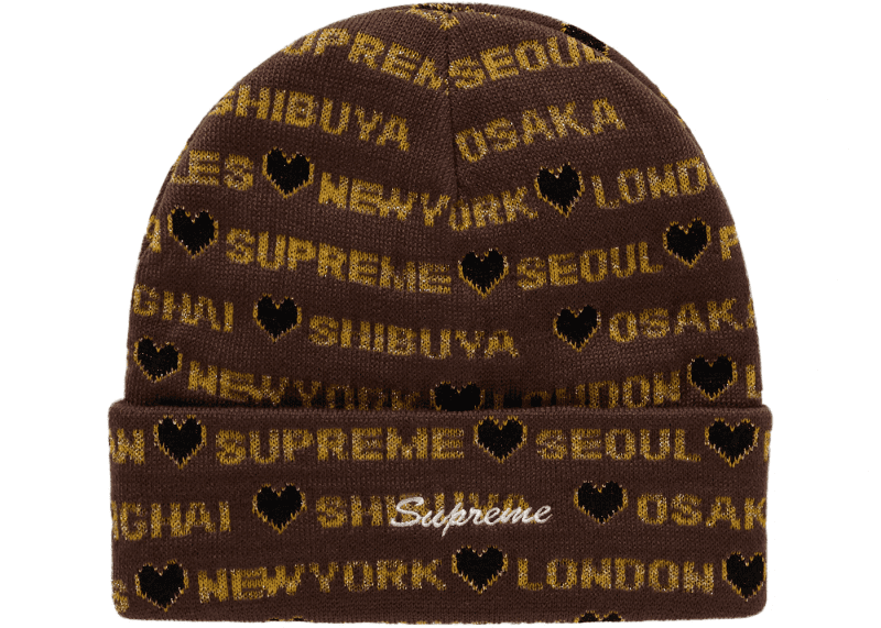 Supreme Hearts Beanie Brown