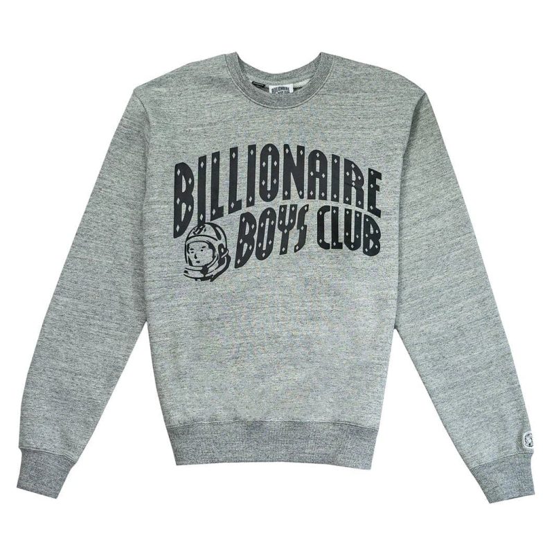 billionaire boys club bb straight font crew heather grey 999196