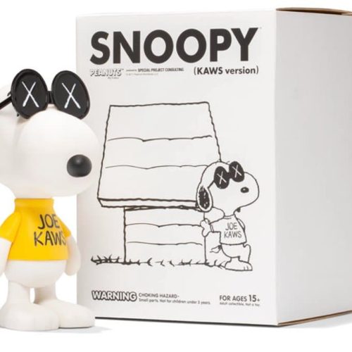 kaws x peanuts joe snoopy vinyl figure white displayed 666868