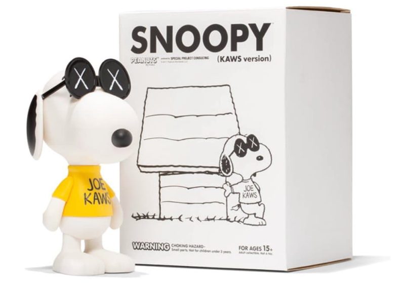 kaws x peanuts joe snoopy vinyl figure white displayed 666868