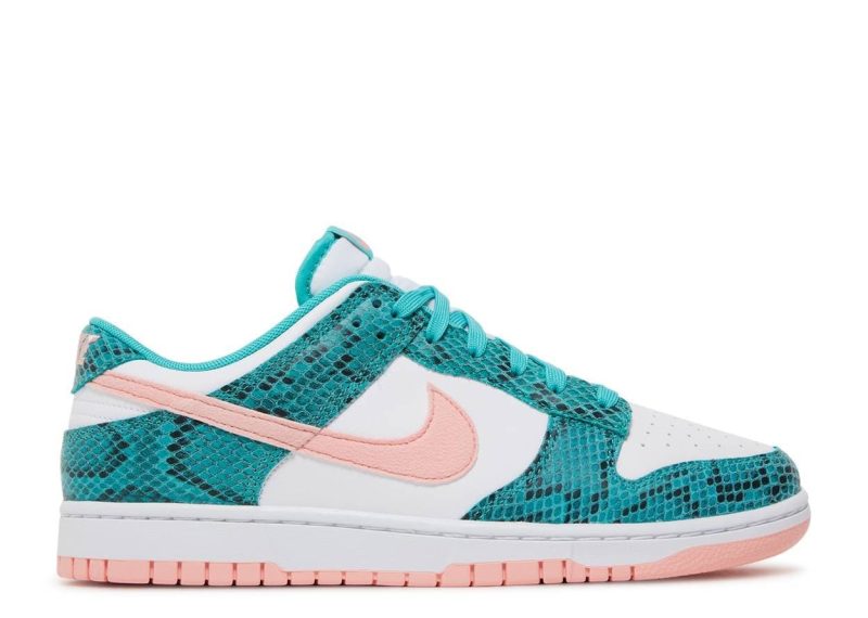 nike dunk low snakeskin washed teal bleached coral 309442