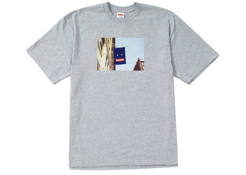 supreme banner tee heather grey 990731