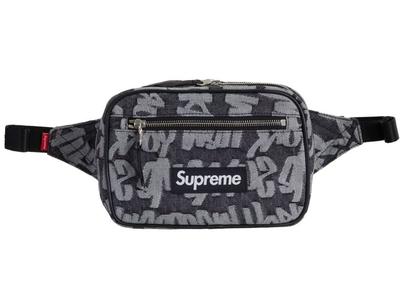 supreme fat tip jacquard denim waist bag black 909613